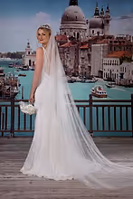 Load image into Gallery viewer, Bridal Apparel Faux Silk Italian Tulle Cut Edge Veil || CGACT301
