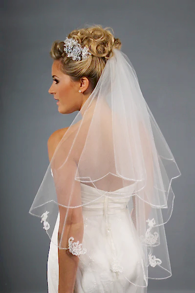 Bridal Apparel Embroidered Edge with Lace Appliqués || CGAL040