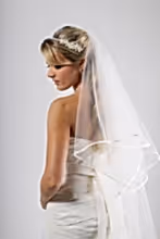 Load image into Gallery viewer, Bridal Apparel Crystal Scatter Ribbon Edge Veil || CGAR003
