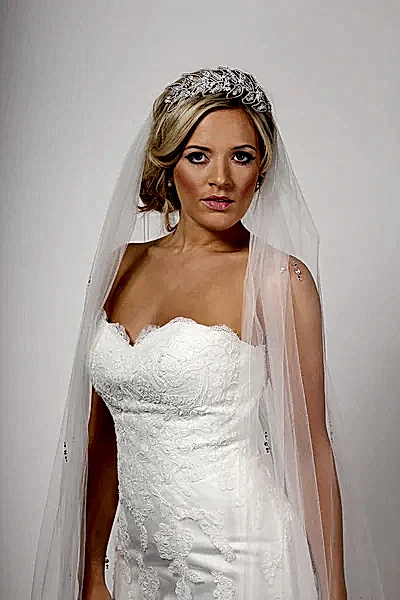 Bridal Apparel Silver Flower Scatter Veil || CGC318C