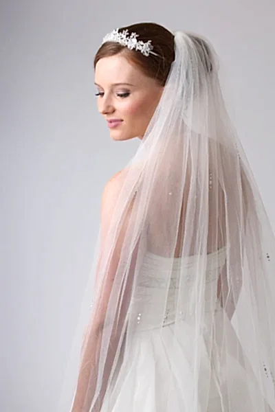 Bridal Apparel Silver Flower Scatter Veil || CGC318C