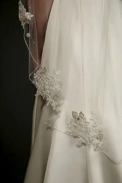 Bridal Apparel Floral Appliqué Veil || CGC521A