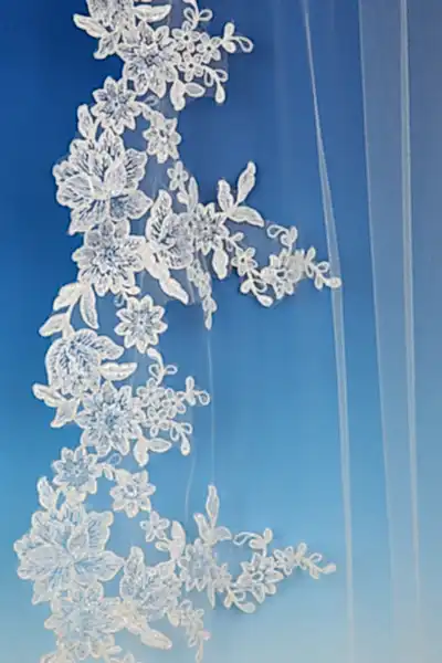 Bridal Apparel Floral Lace Train Veil || CGC527B