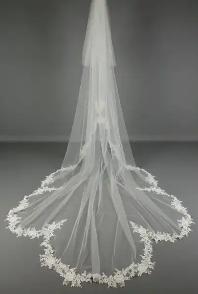 Bridal Apparel Scalloped Statement Train Veil || CGC560A